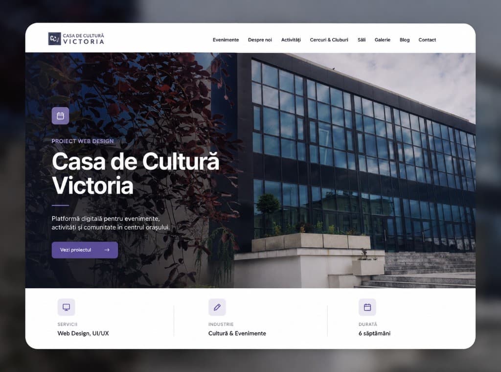 Mockup site web Casa de Cultură Victoria