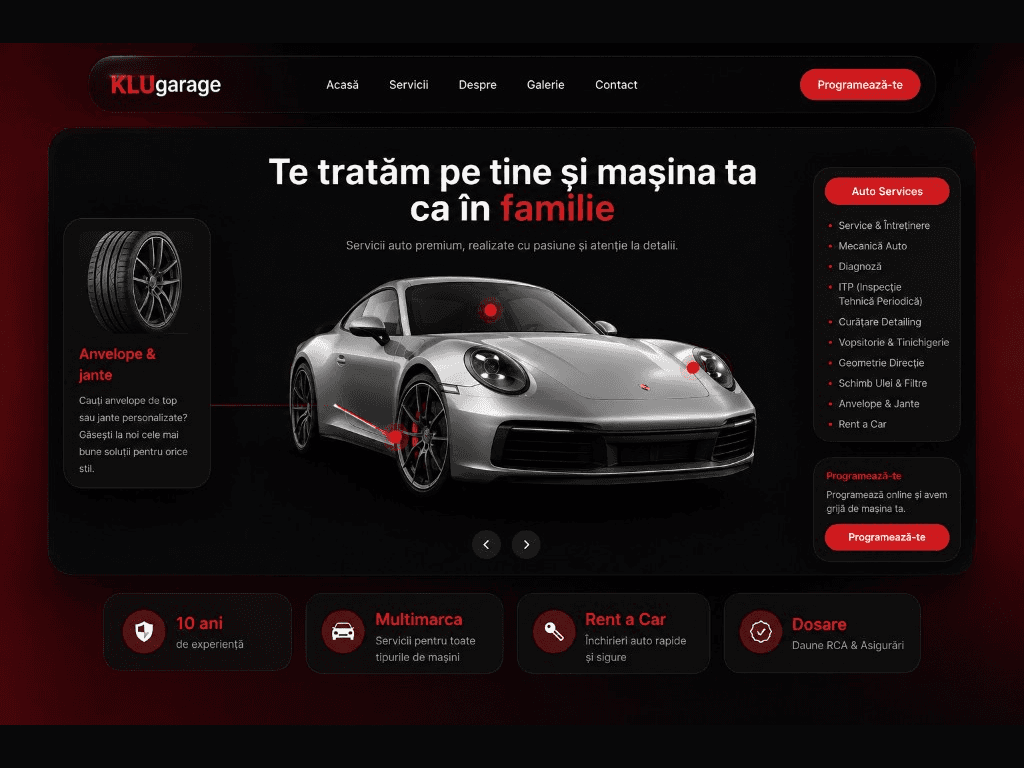 Mockup site web KLUgarage, service auto premium din Făgăraș