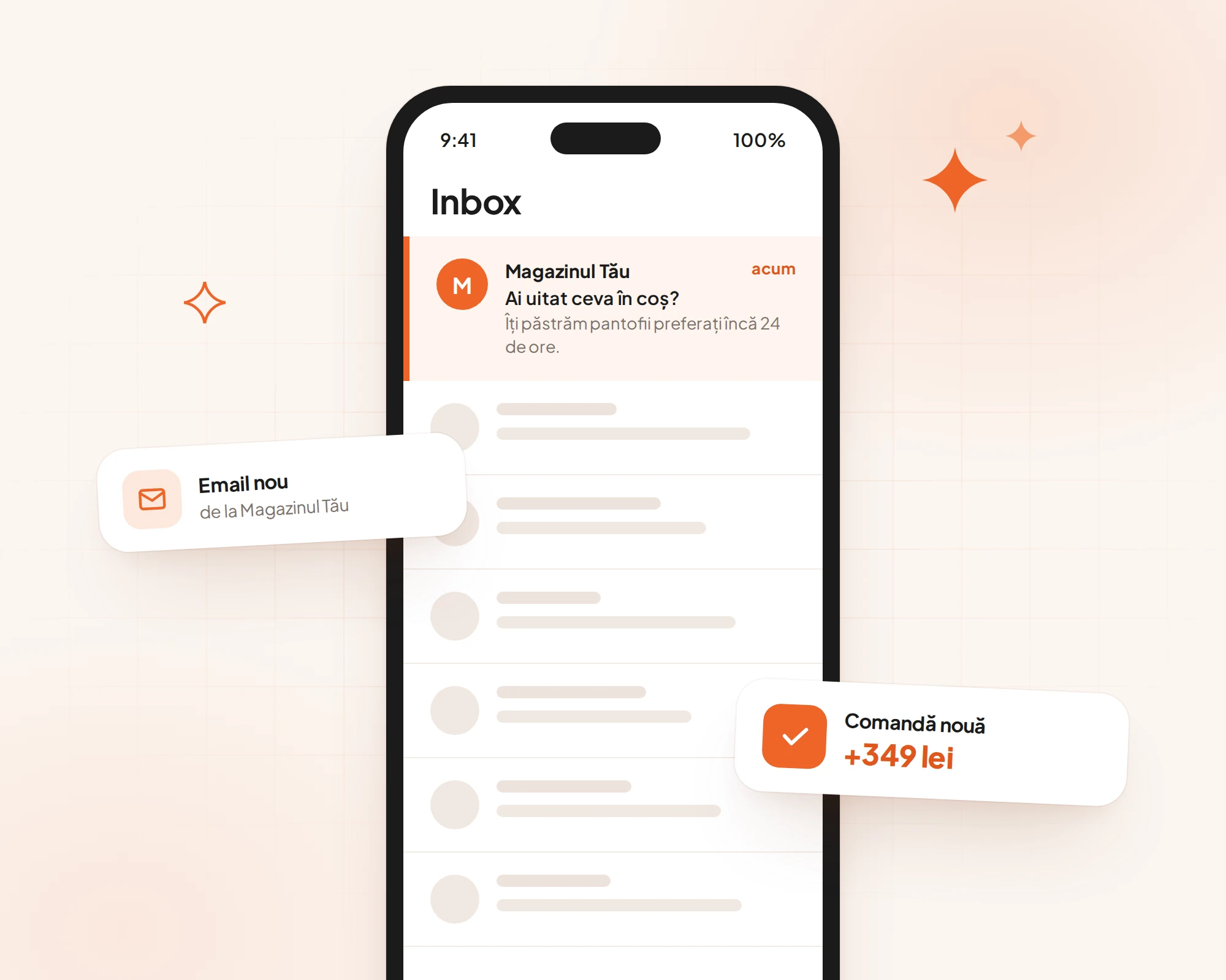 Emailul magazinului ajunge în inbox și aduce o comandă nouă